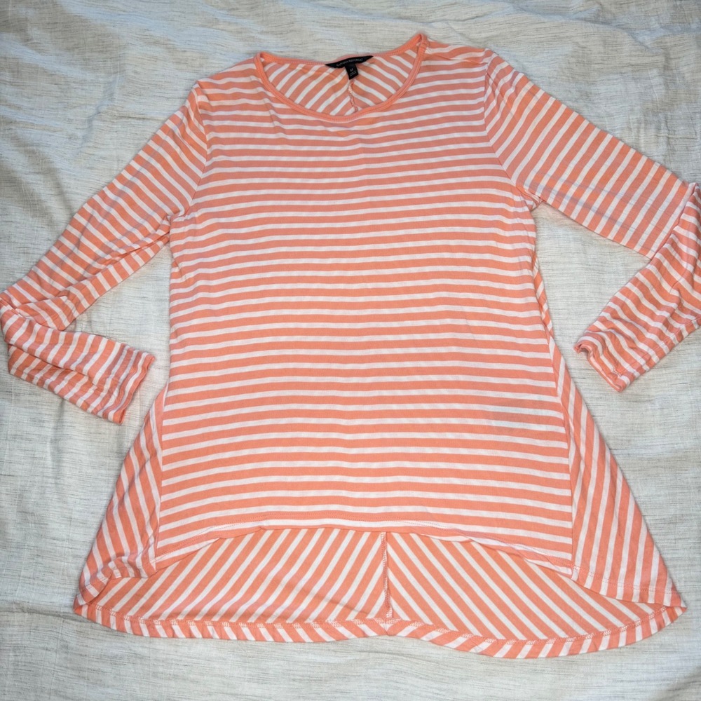 Banana Republic Womens Medium Orange Striped Chevron Back High Low Tunic Top
